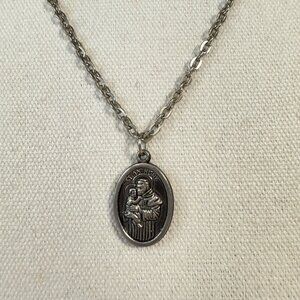 St Anthony Charm Pendant Necklace Religious Saint Christian
